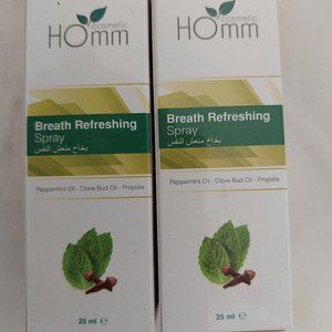 2 HOMM COSMETIC BREATH REFRESHING SPRAY PEPPERMINT OIL NIB 25 ML